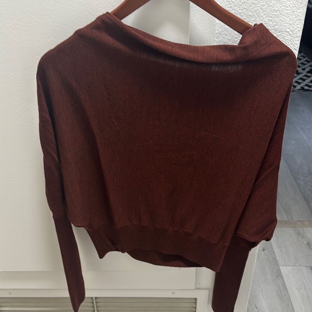 All Saints Brown Off-the-Shoulder Sweater